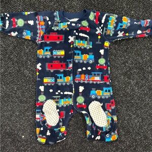The Children's Place Navy Train Print Kids Footie